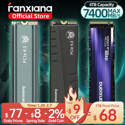 Fanxiang S660/S770/S880 NVMe M.2 PCIe 4.0x4 SSD – 1TB, 2TB, 4TB Internal Solid State Drive for PS5 & Desktop