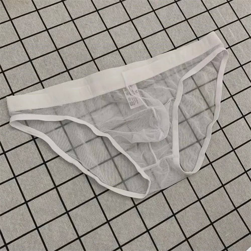 Ultra-Thin Transparent Mesh Men's Briefs - Quick-Dry See-Through Underwear Plus Size