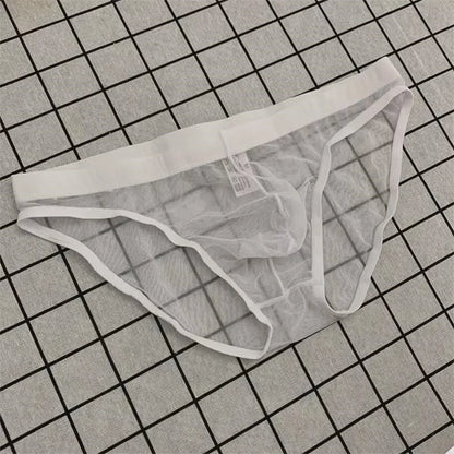 Ultra-Thin Transparent Mesh Men's Briefs - Quick-Dry See-Through Underwear Plus Size