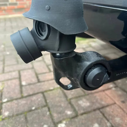 Steel Helmet Trailer Hitch Cover - Gas Mask Style Receiver Tube Protector for Rust Prevention