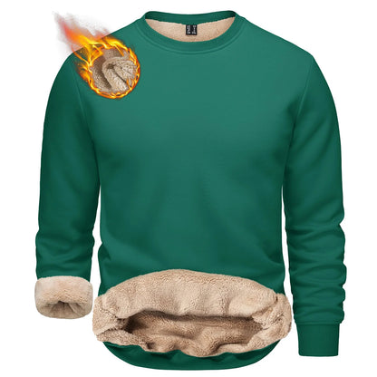 TACVASEN Men’s Winter Fleece Sweatshirt – Thicken Sherpa-Lined Crewneck Pullover, Warm Heavy Winter Top, No Hood