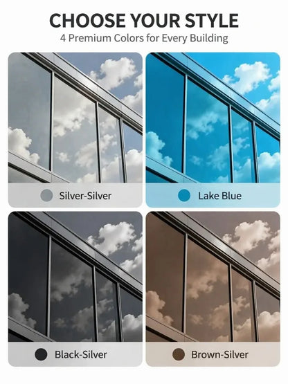 30-90cm Privacy Window Film - Extra Wide One-Way Heat Control Sun Blocking Static Cling Film for Home, Office & Balcony Glass
