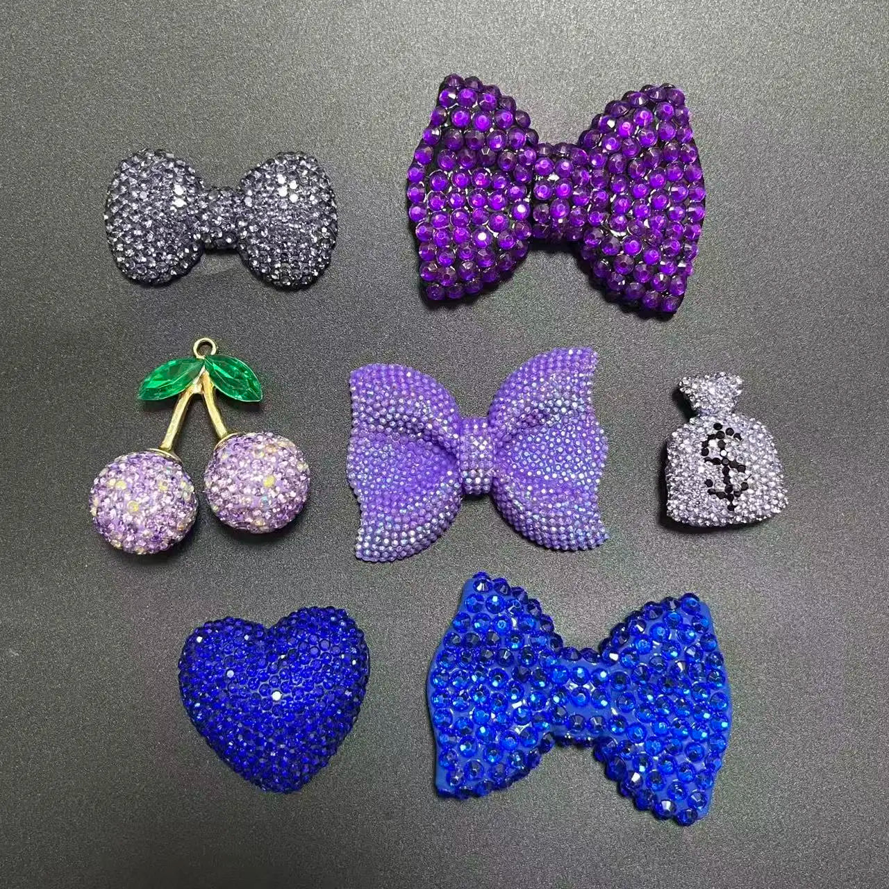 43PCS Luxury Charm Set — Diamond Bow, Perfume Bottle, Butterfly & Lip Decorations for Phone Case, Purse, and DIY Crafts