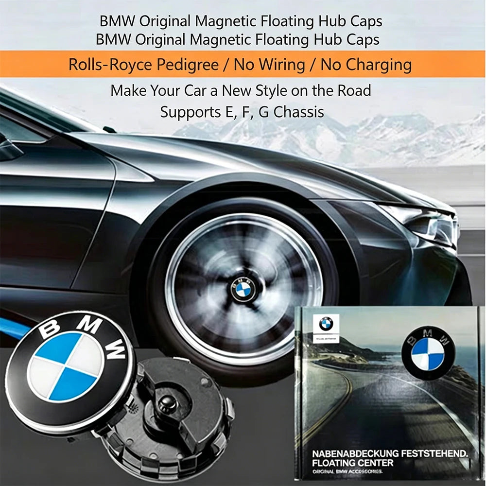BMW Floating Wheel Center Caps - 4-Piece 56mm/68mm Wheel Hub Caps for BMW Models