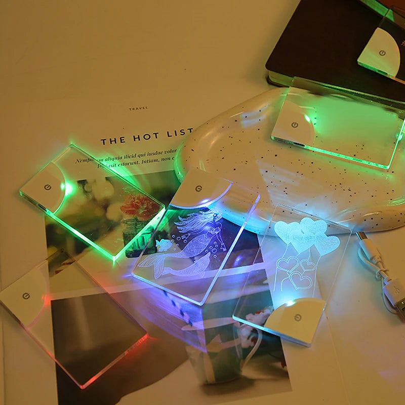 2026 LED Glow Acrylic Business Card - Creative Battery-Powered Gift for Father’s Day & Boyfriend