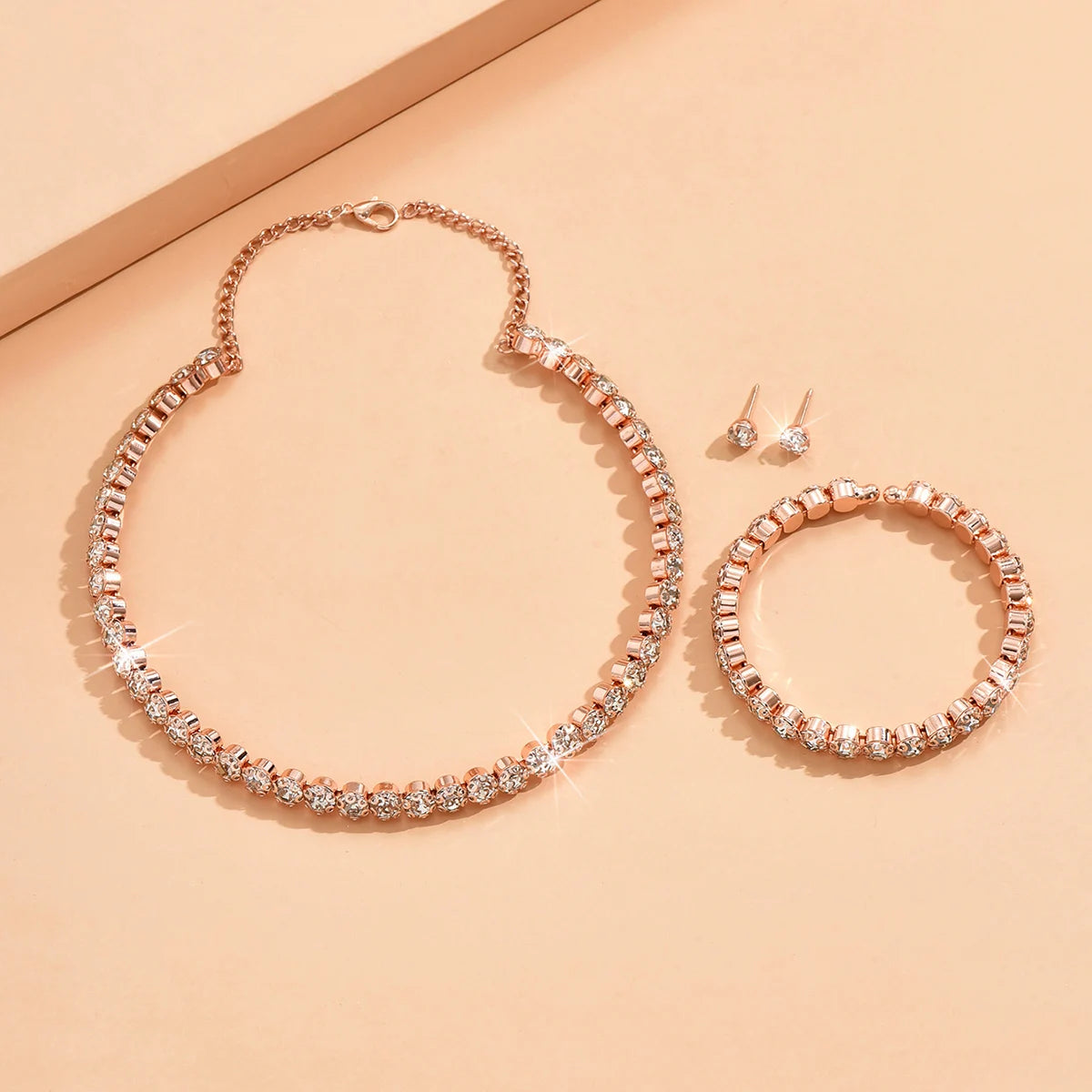 Women's Minimalist Jewelry Set - 4-Piece Necklace, Earrings & Bracelet Party Accessory Collection