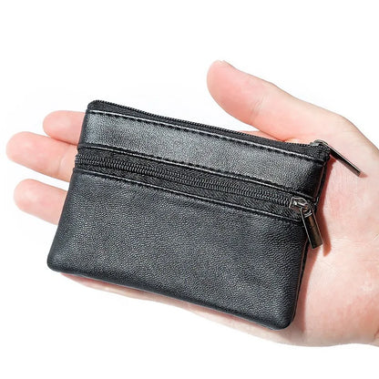 Leather Mini Coin Purse with Zipper – Small Wallet & Key Holder for Women, Men & Kids