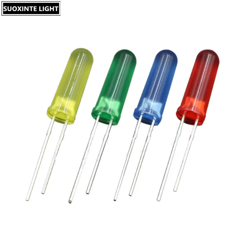 Highlight F5 14.5mm High-Intensity LED - 2-Pin Round Head DIP Light Emitting Diode in Red, True Green, Blue & Yellow