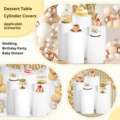 Cylinder Stand Covers - 5PCS/3PCS Elastic Fabric Decor Sleeves for Wedding, Party & Baby Shower Events