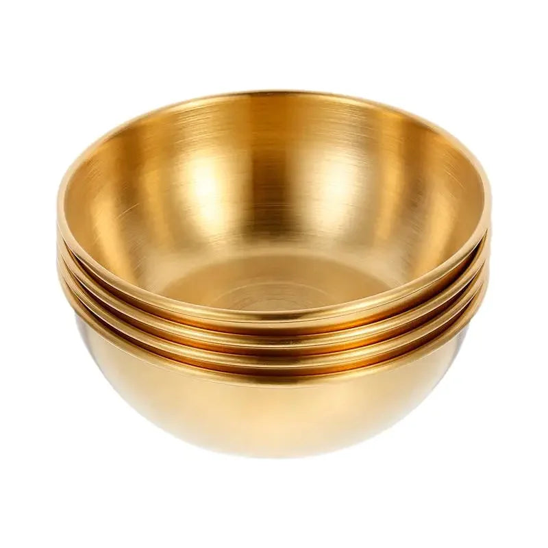 2PCS/4PCS Stainless Steel Golden Sauce Dishes – Appetizer & Seasoning Serving Tray Set for Kitchen Tableware