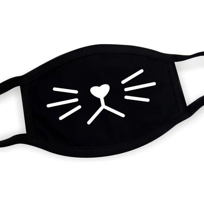 Black Cotton Winter Mask — Unisex Thickened Half-Face Cotton Cartoon Pattern Anti-Dust Respirator
