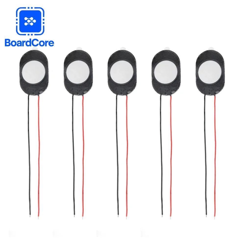 5-Piece Mini Speaker Set - 1W 8Ω Oval Loudspeakers with Wire for Arduino, 15×10mm & 24×15mm Sizes