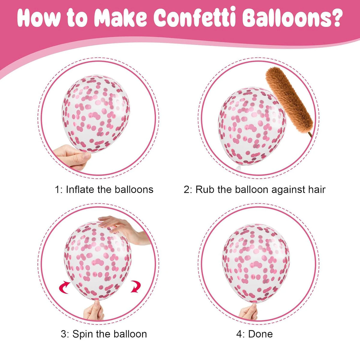 31-Piece Pink Bow Balloon Set - Hot Pink Foil and Rose Dot Confetti Balloons with Ribbon for Girls’ Birthdays and Baby Showers