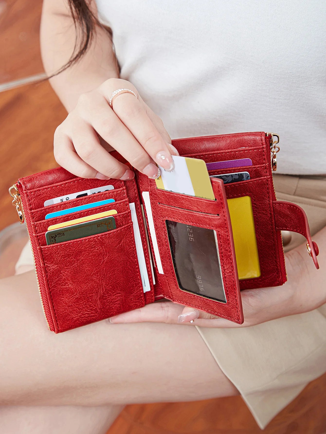 Minimalist Women’s Wallet – Short Three-Layer Large Capacity Double Zipper Card & Money Holder