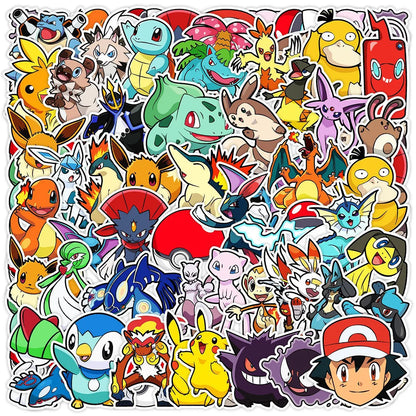 Pokémon Cartoon Stickers – 10/30/50-Piece Cute Anime DIY Decal Set for Laptops, Phones, Notebooks & Suitcases