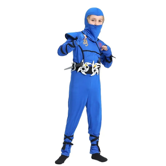 Boy Blue Ninja Cosplay Costume – Halloween Samurai Warrior Outfit, Game Character Clothes, Children's Performance Dress Up
