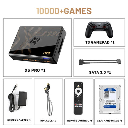 Kinhank Super Console X5 Pro – Retro Game Console with 16,000 Games for PS2/PS1/SS/DC/N64, 4TB HDD, Plug & Play Game Player