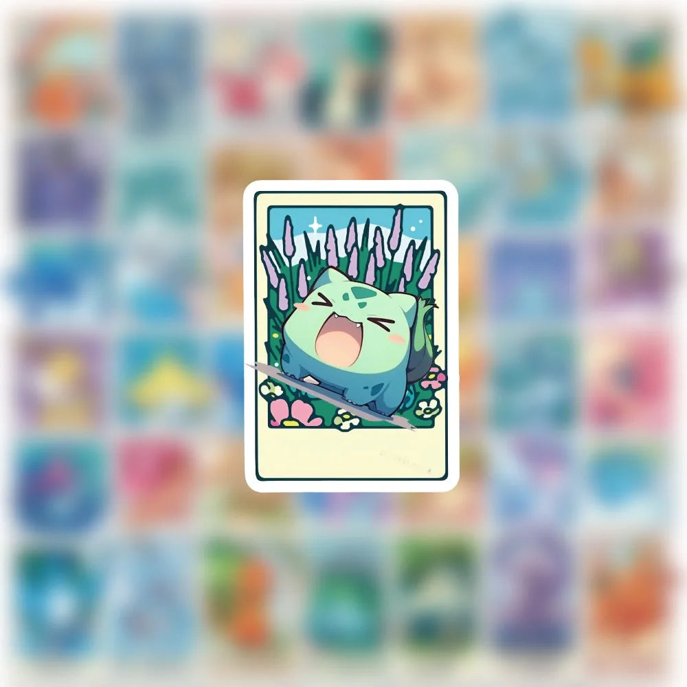 50PCS Cute Pokémon Tarot Card Stickers - Funny Cartoon DIY Decals for Phones, Skateboards, Bikes, Notebooks, Cars, and More
