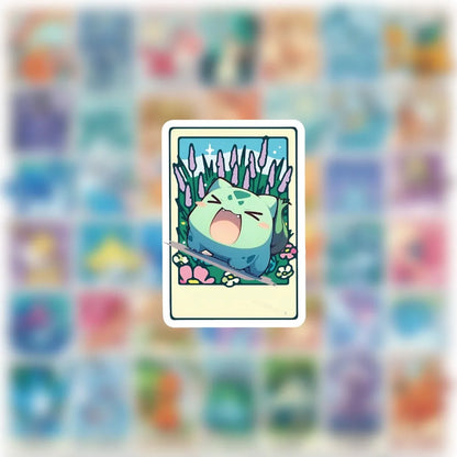 50PCS Cute Pokémon Tarot Card Stickers - Funny Cartoon DIY Decals for Phones, Skateboards, Bikes, Notebooks, Cars, and More