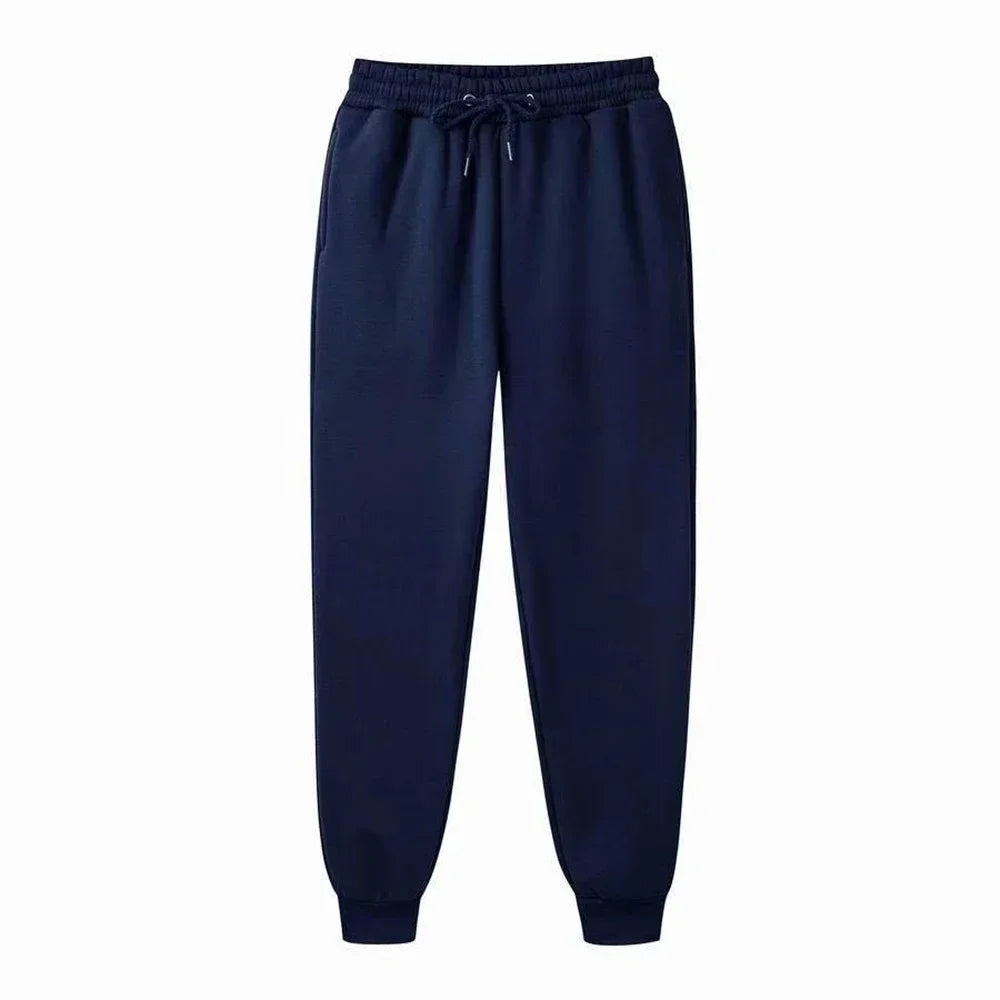 Men's Casual Fleece Sweatpants – Autumn/Winter Jogger Pants, Solid Color, Running, Gym & Workout Trousers