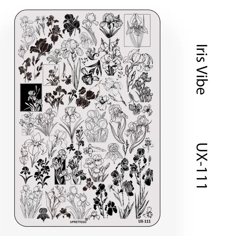 UX Serial 2 Stainless Steel Stamping Plate Template – Vintage Abstract Fabric Texture Pattern for Nail Art, Floral Lace, Xmas & Halloween Designs (UX52)