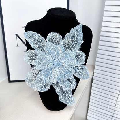 White Multi-Layer Lace Sequin 3D Flower Patch – DIY Clothing Decorative Applique
