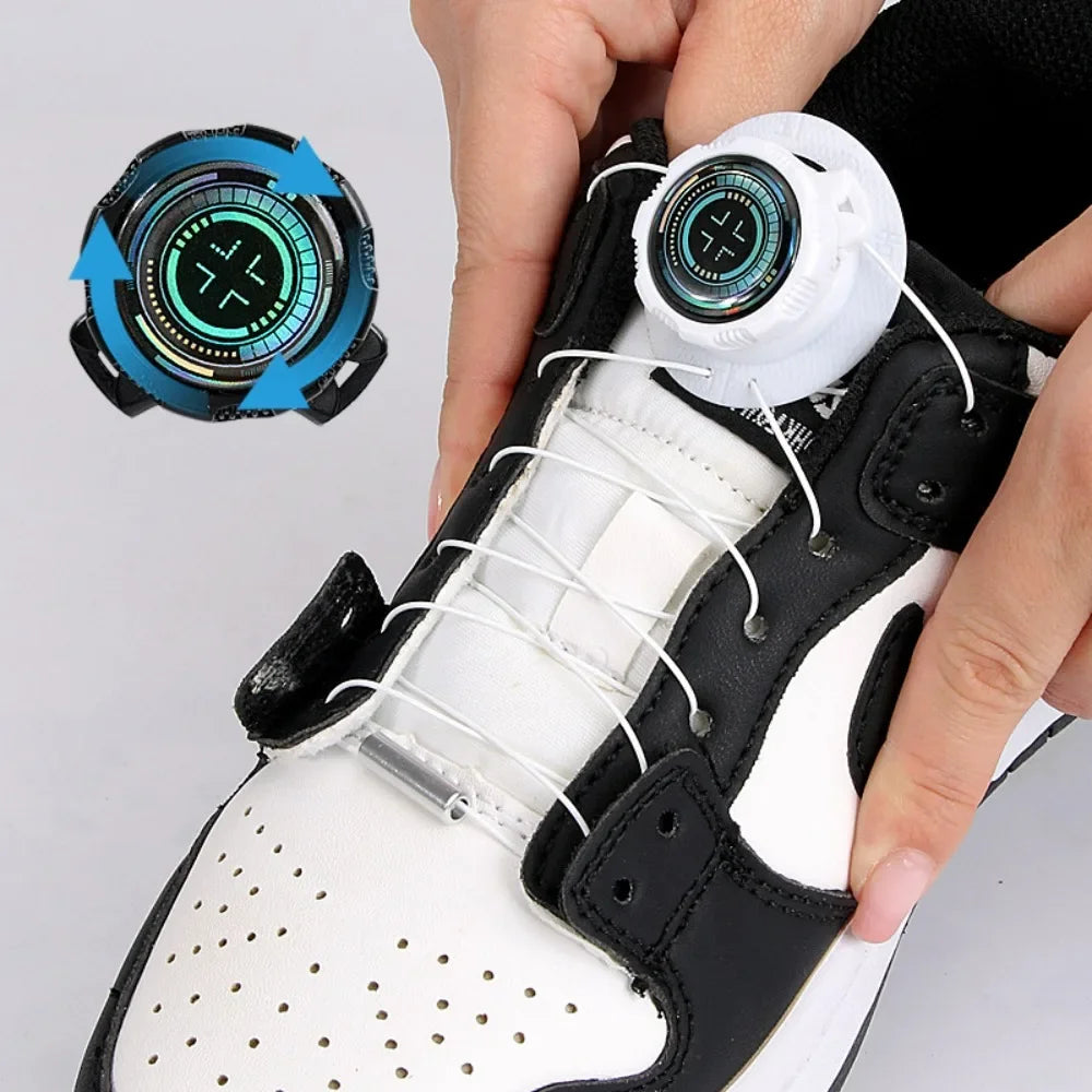 Rotating Metal Wire Swivel Sneaker Laces – No Tie Automatic Buckle for Kids & Adults, Quick Lock Shoestrings