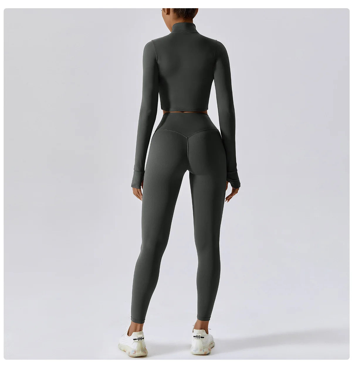 3PCS Women’s Yoga & Workout Set – Long Sleeve Zipper Top with High Waist Leggings Fitness Sportswear