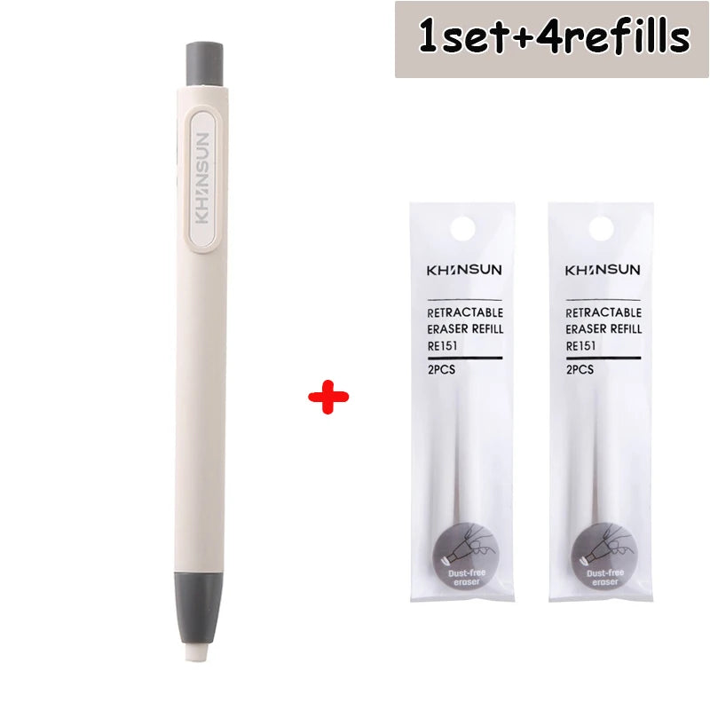Retractable Pencil Eraser — Rubber Eraser for Writing Correction, School & Office Supplies