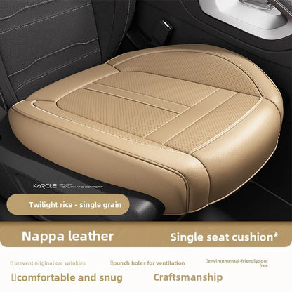 Nappa Leather Car Seat Cover - Anti-Slip Full-Wrap Front Seat Protector Cushion Mat for Drivers