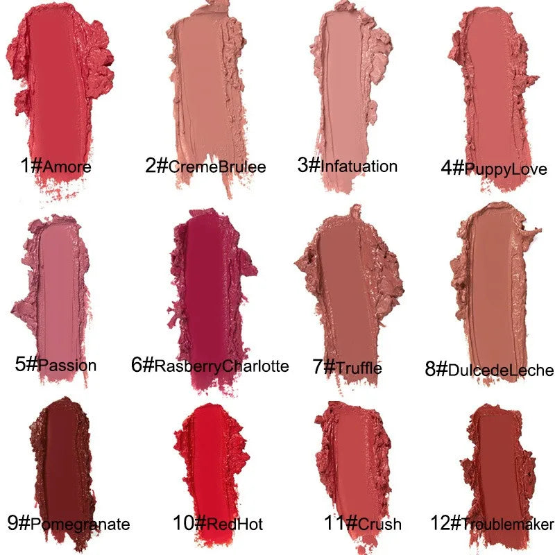 12-Color Waterproof Long-Lasting Lipstick Set – Sexy, Moisturizing Vivid Lip Gloss for Women Makeup