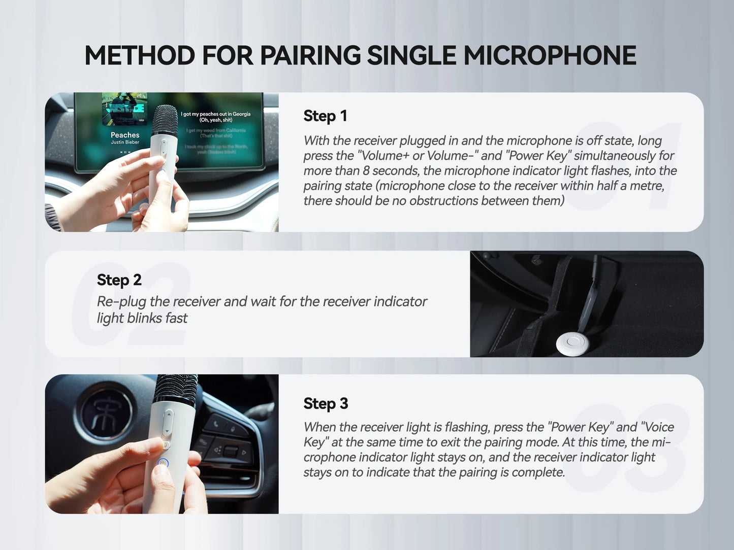 Q1 Tesla Wireless Handheld Microphone – Karaoke Mic with 4 Joy Effects, Rechargeable, Type-C Receiver & USB Converter