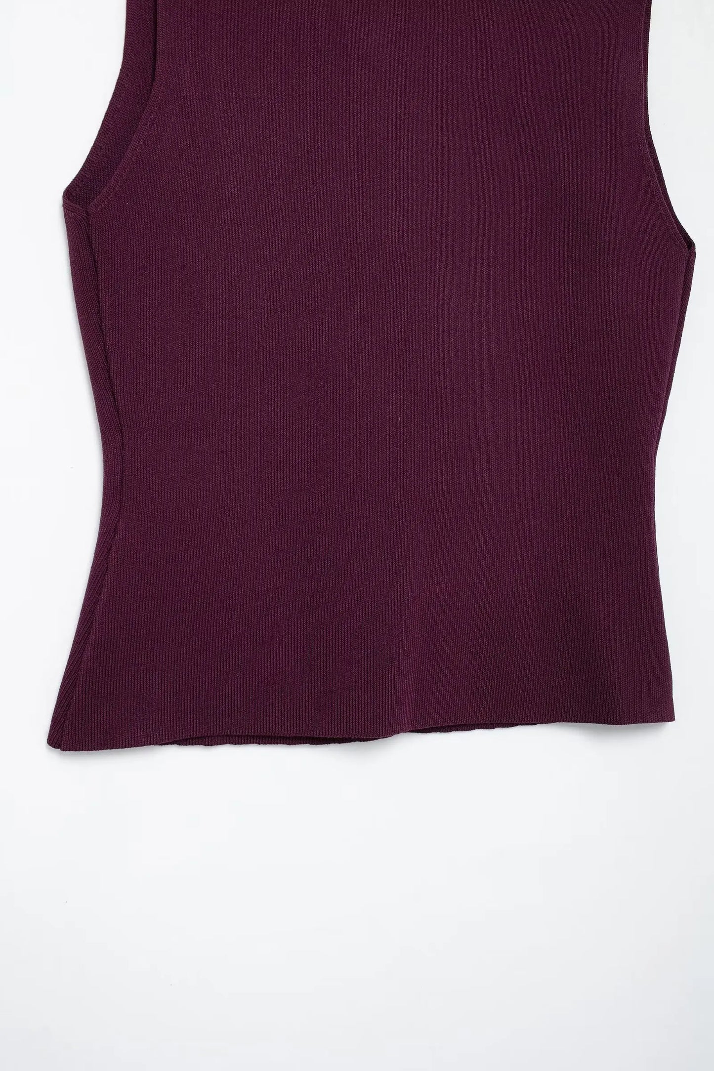 TRAFZA 2025 Women’s Wine Red Skirt Set – Knitted V-Neck Vest with High Waist Zipper Patchwork Long Skirt