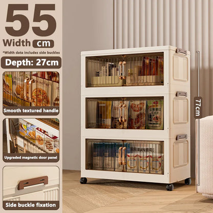 Installation-Free Foldable Storage Cabinet – Plastic Organizer for Kids’ Clothes & Snacks