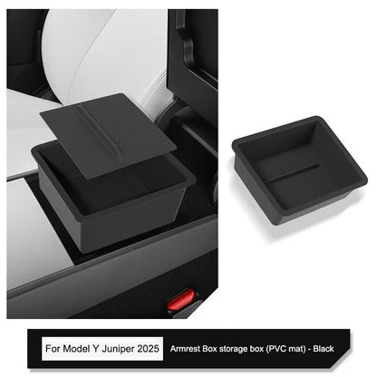 Tesla Model Y Juniper 2025 Center Console Armrest Organizer – Cup Holder & Storage Box Interior Upgrade Kit