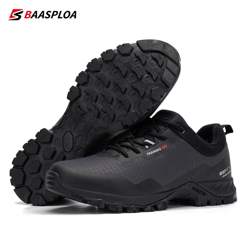 Baasploa Men's Waterproof Hiking Shoes – Anti-Skid, Wear-Resistant Outdoor Sneakers for Travel & Sports