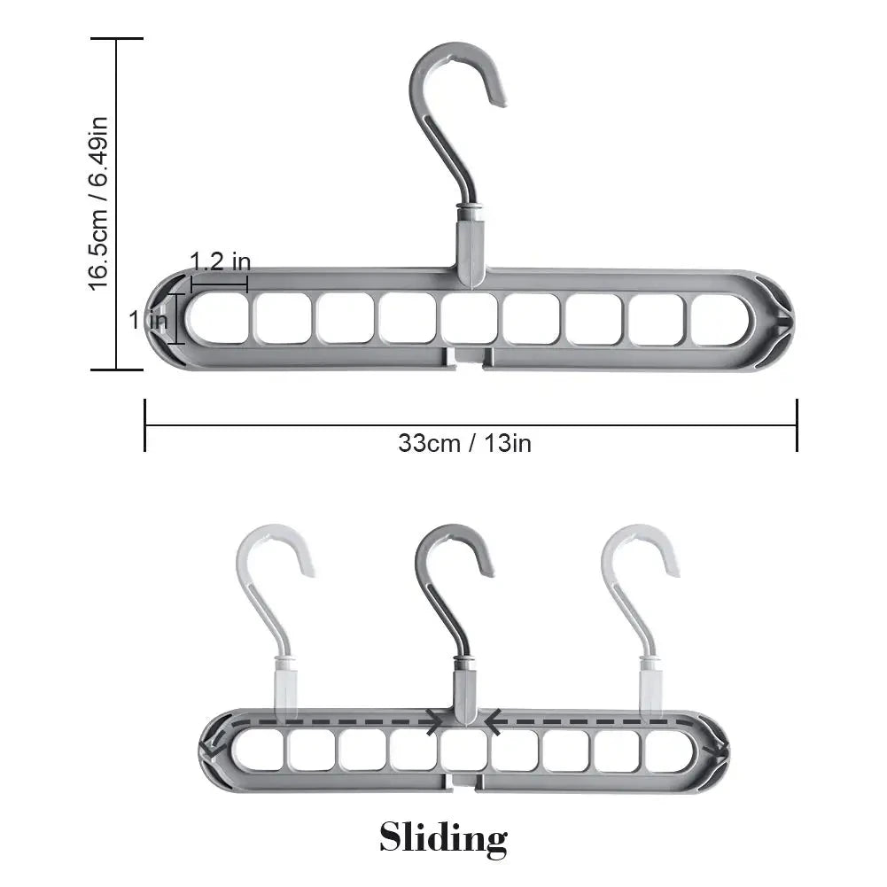 9-Hole Multi-Function Clothes Hanger Organizer – Space-Saving Folding Magic Rack for Scarves & Clothes