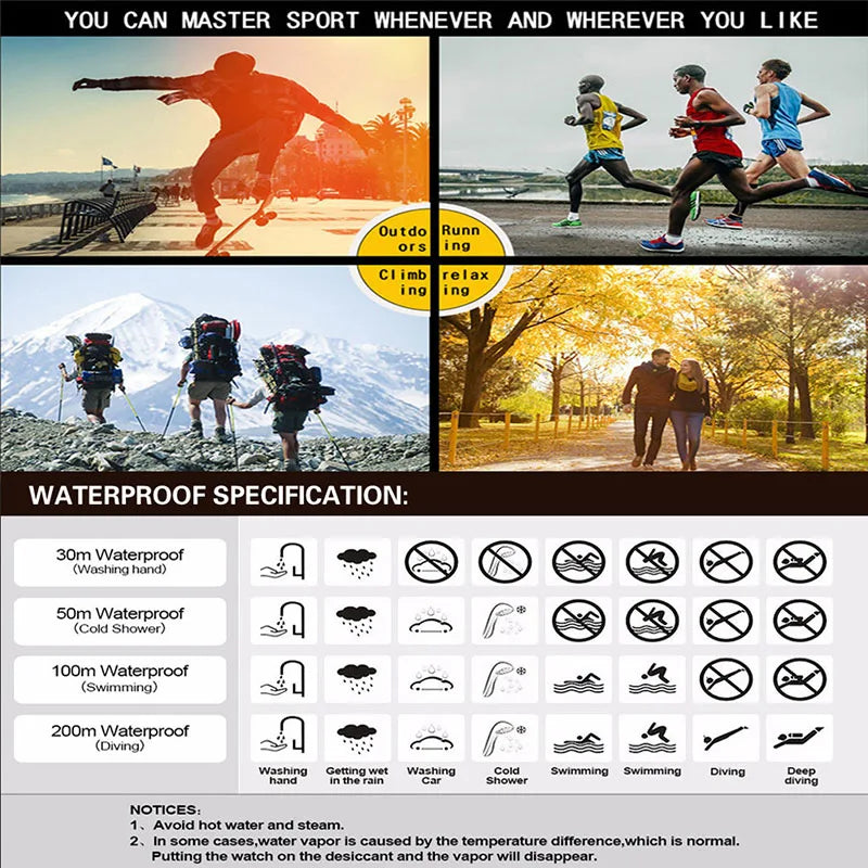 Men's Outdoor Sports Watch – Waterproof LED Military Digital Wristwatch with Luminous Large Screen