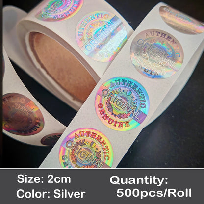 500pcs Hologram Tamper-Proof Stickers - Genuine Security Warranty Void Sealing Labels 15mm