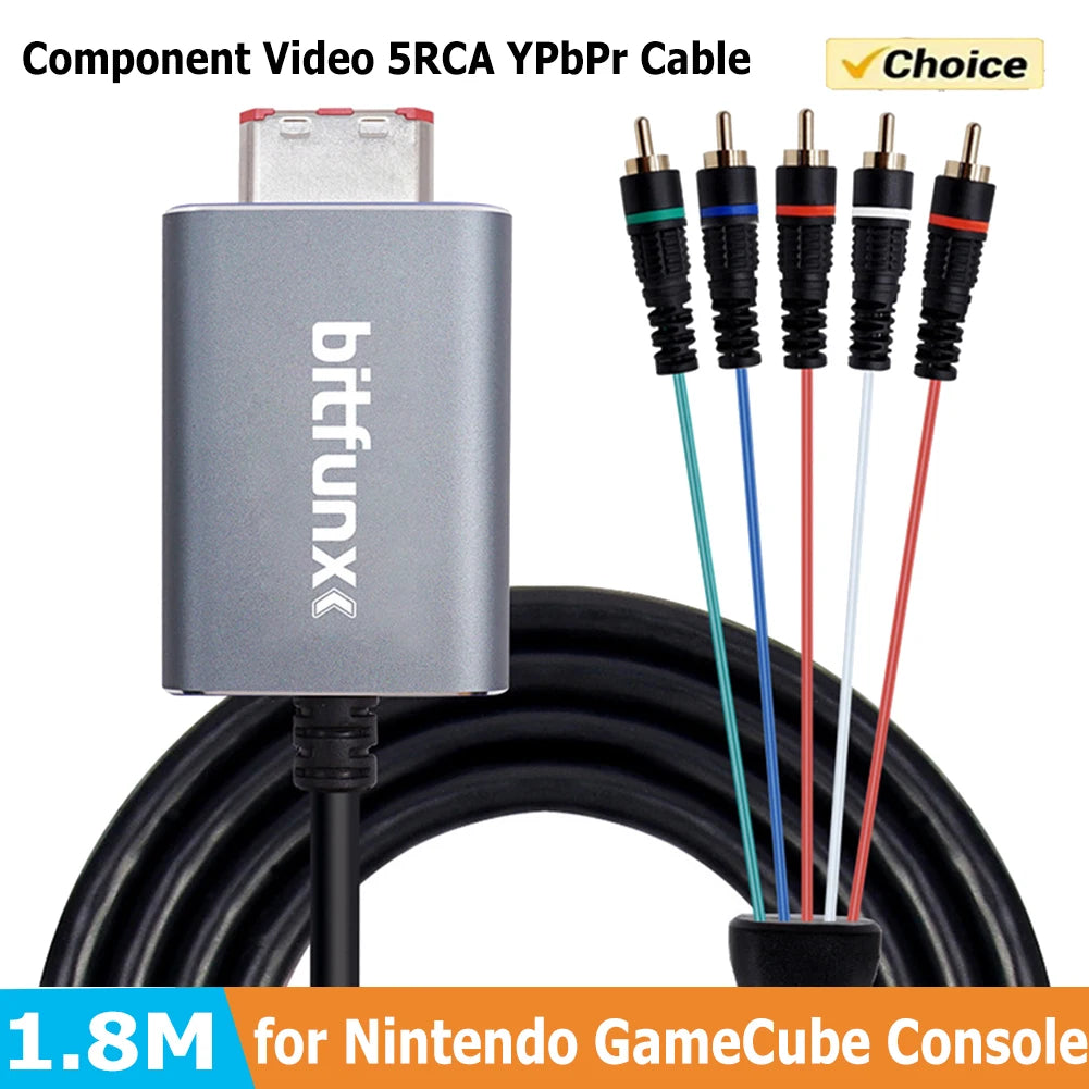 Bitfunx 5RCA YPbPr Component Converter Cable — High-Quality Audio & Video Adapter for Nintendo GameCube NGC Digital AV Output