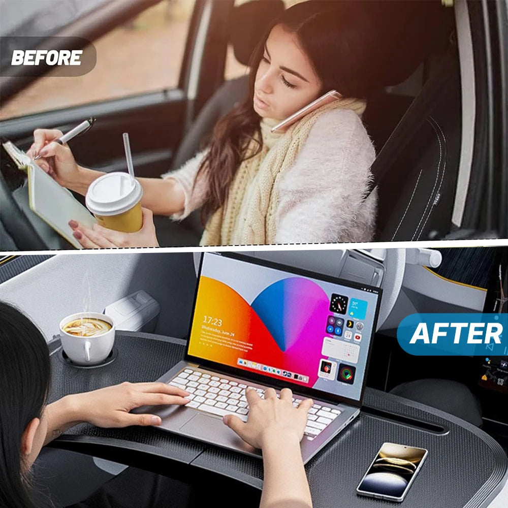 Caer Portable Car Steering Wheel Desk — Foldable Laptop & Food Tray for Tesla Model 3/Y with Storage Bag