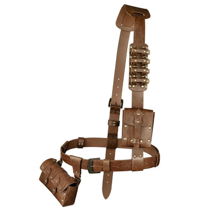 Steampunk Medieval Fanny Pack – PU Leather Waist Bag with Potion Bottles & Coin Purse for Men Cosplay