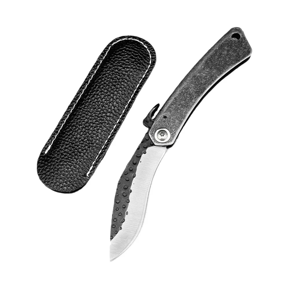 Higonokami Damascus Steel Folding Knife - Bone Handle Camping & Slicing Tool
