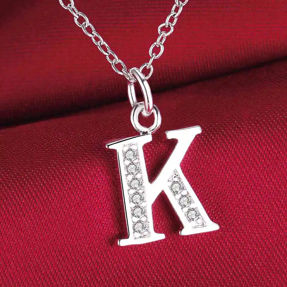 26 Letters 925 Sterling Silver Zircon Necklace Pendant – Personalized Alphabet Jewelry for Women | Elegant Wedding & Gift Accessory