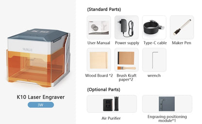 Wainlux K10 Mini Laser Engraver – 3000mW Bluetooth Upgrade for Woodworking, Engraving & Marking Machine