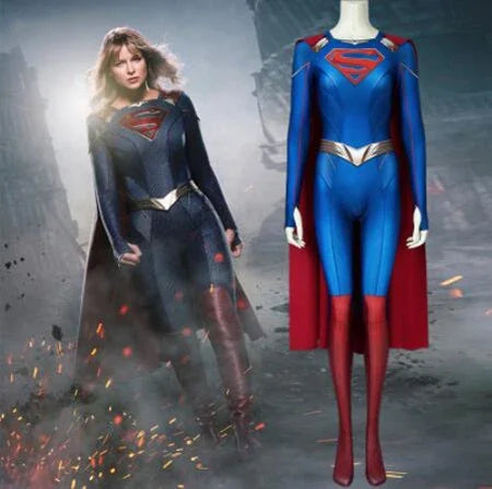 3D Supergirl Season 5 Cosplay Costume – Kara Zor-El Danvers Blue Bodysuit Jumpsuit for Women Halloween
