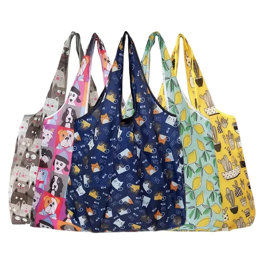 Eco-Friendly Foldable Reusable Shopping Bag – Portable Heavy-Duty Tote Shoulder Bag for Grocery, Travel & Daily Storage Fashion Handbag
