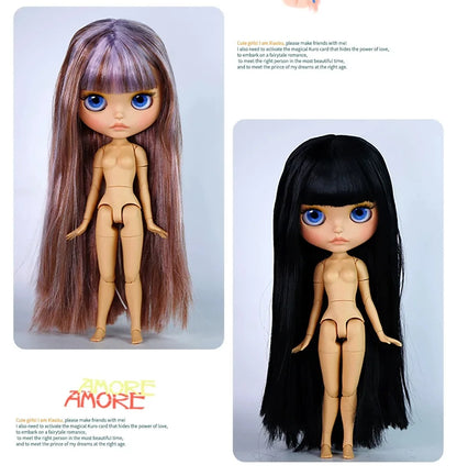 ICY DBS Blythe Doll – 30CM Tan Skin Matte & Glossy Face, Pouting Lips, 19-Joint BJD DIY Costume Doll Gift