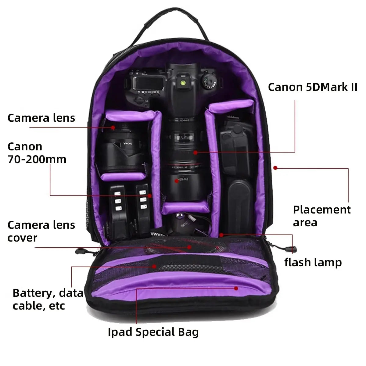 Multi-Functional Camera Bag - Lightweight, Waterproof Backpack for Nikon and Canon, Digital Lens, Outdoor Photography, Large Capacity