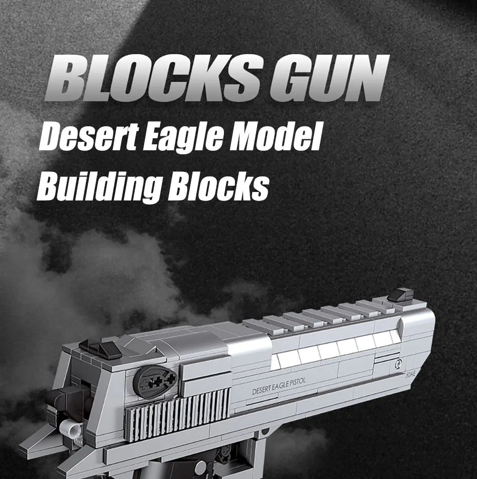795pcs Desert Eagle Handgun Building Block Set – Military MOC Pistol Toy for Kids & Adults